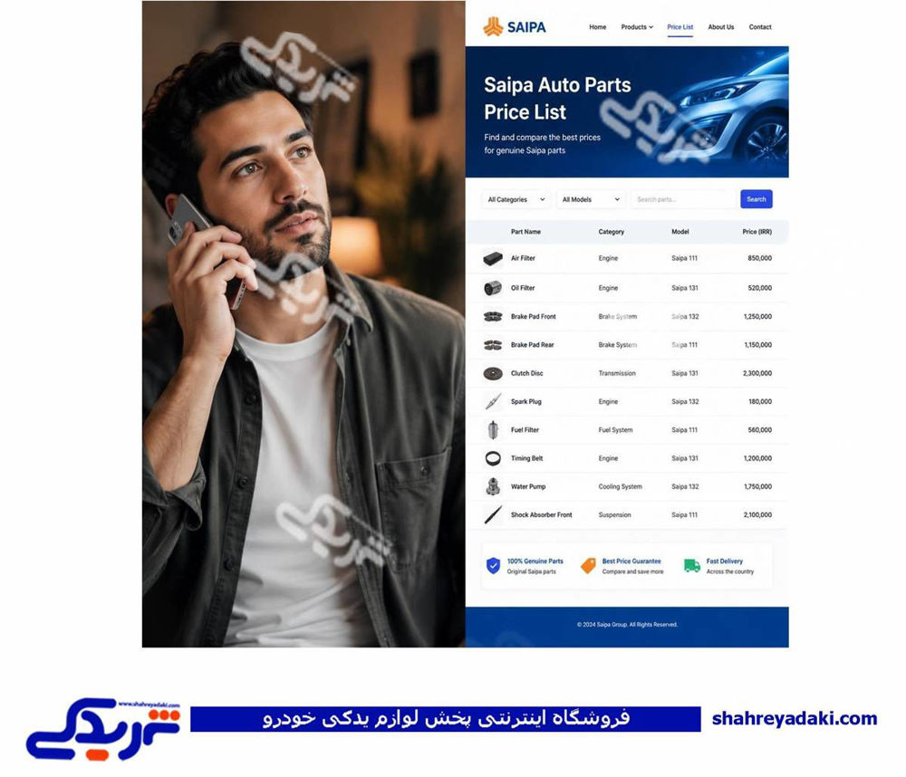 لیست قیمت قطعات سایپایدک